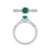 14K White Gold Diamond And Emerald Ring