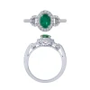14K White Gold Emerald And Diamond Ring