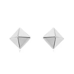 14K White Gold 6mm Pyramid Post Earrings