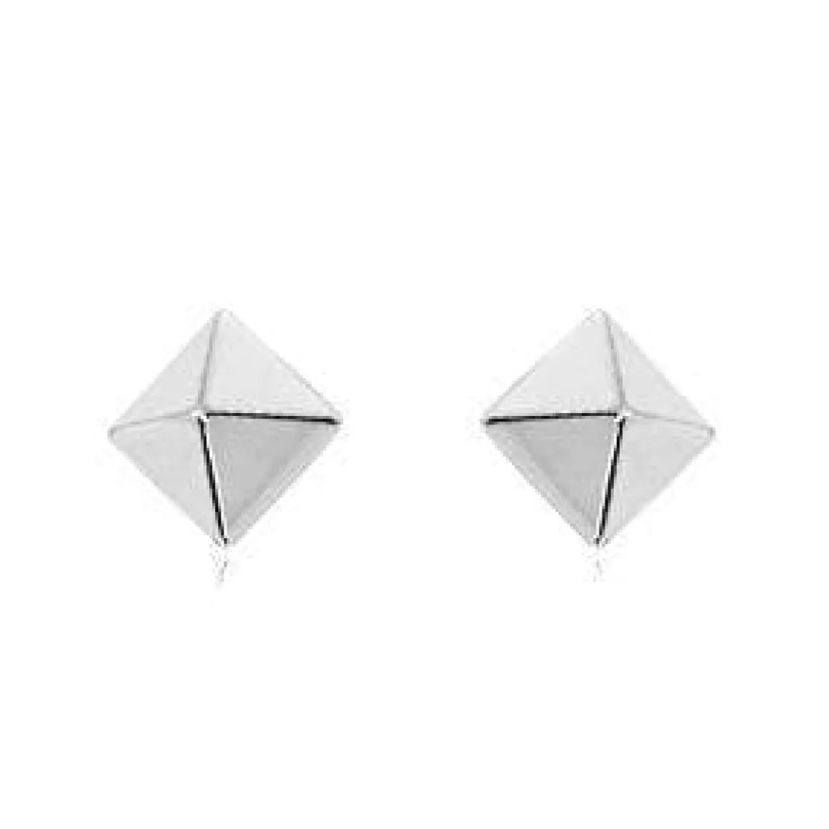 14K White Gold 6mm Pyramid Post Earrings