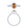 14K White Gold Oval Pink Morganite Diamond Halo Ring