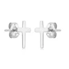 14K White Gold Pl Narrow Cross Earrings