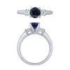 14K White Gold Sapphire And Diamond Ring With Round Sapphire Center