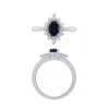 14K White Gold Sapphire And Diamond Ring With 1.00Ct Center Oval Blue Sapphire
