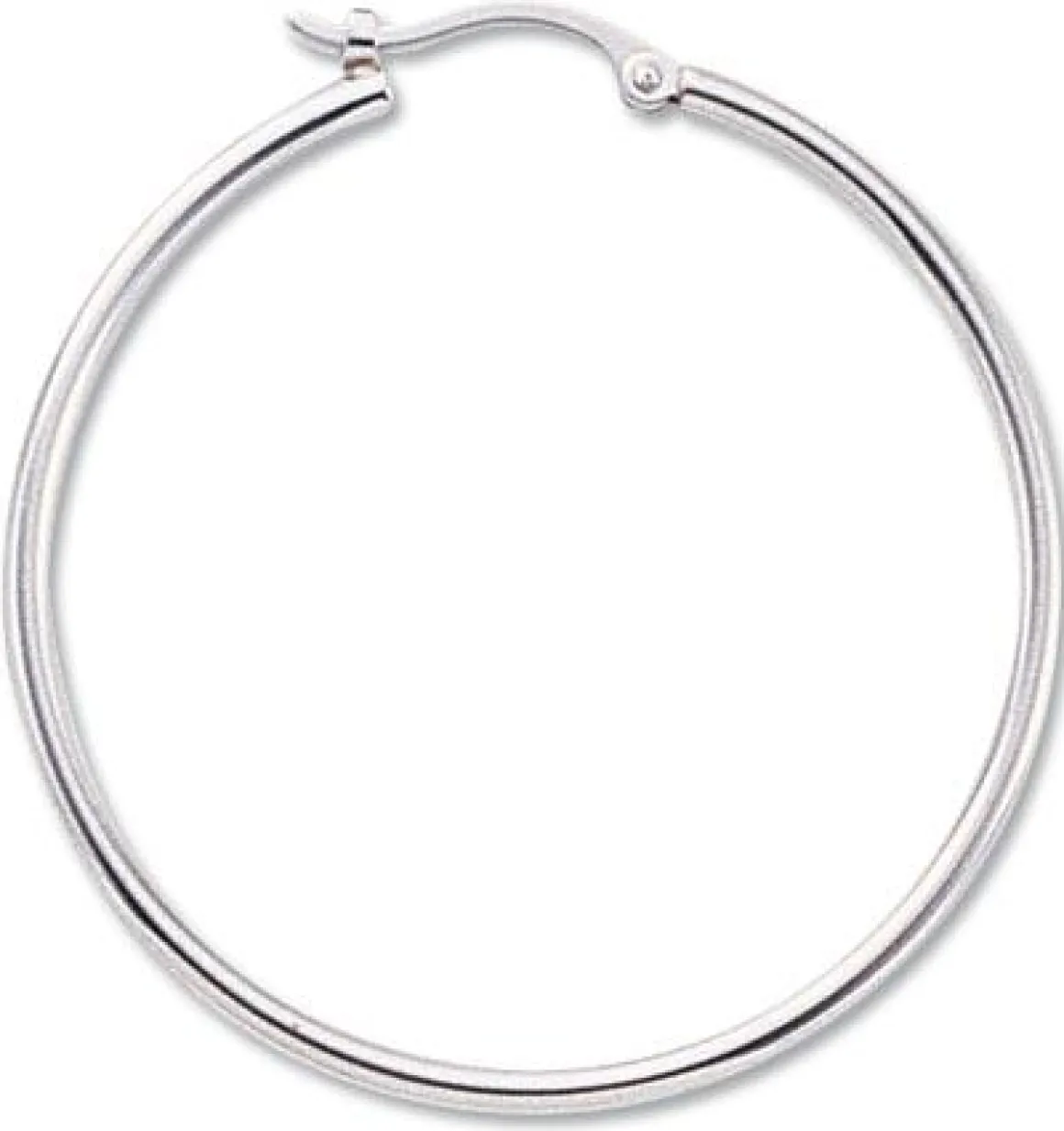 14K White Gold 1.5X30mm S/D Hoop Earrings