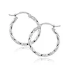 14K White Gold 1.8X18mm Twisted Tube Hoop Earrings