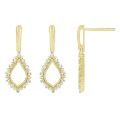 14K Yellow Gold 1/4Ct Diamond Dangle Earrings