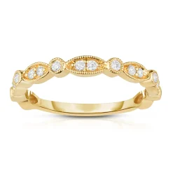 14K Yellow Gold 1/10Ct Diamond  Stackable Band