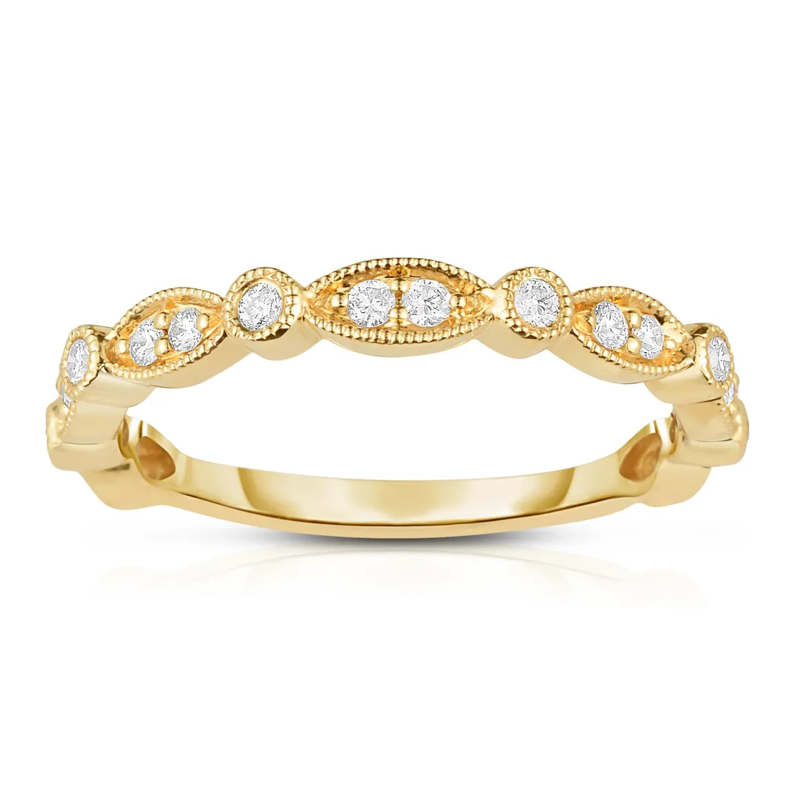 14K Yellow Gold 1/10Ct Diamond Stackable Band