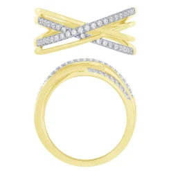 14K Yellow Gold 1/4Ctw Diamond Layered Fashion Ring