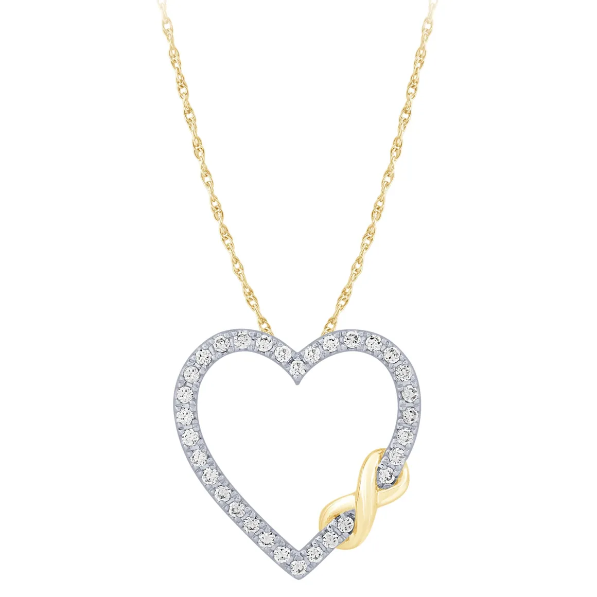 14K Yellow Gold 0.16Ctw Diamond Heart Pendant