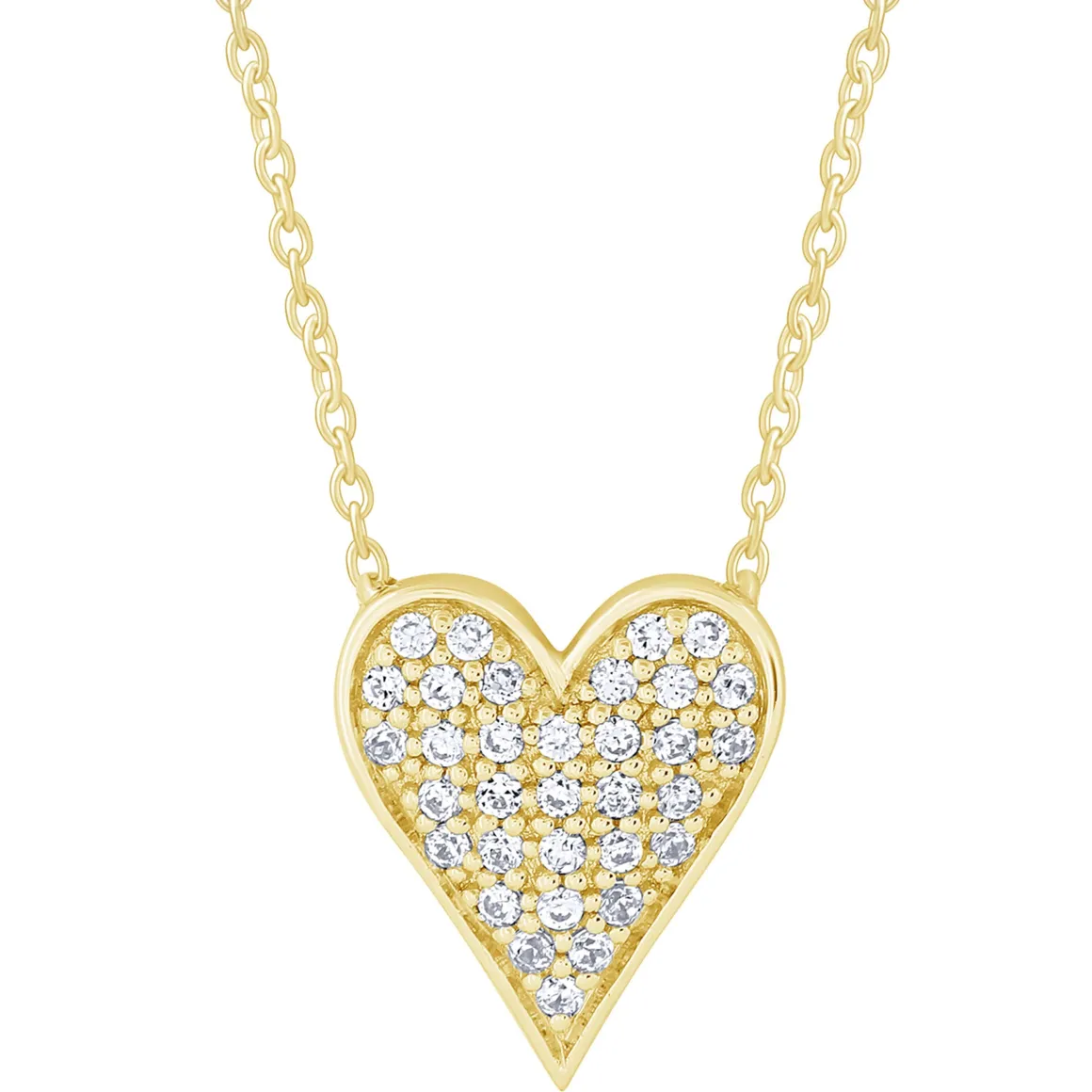 14K Yellow Gold 0.13Ctw Pava Heart Neckalce
