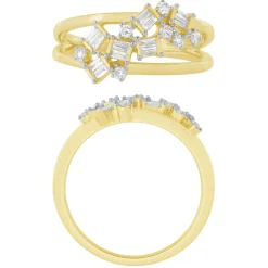 14K Yellow Gold 1/4Ctw Scattered Diamond Ring