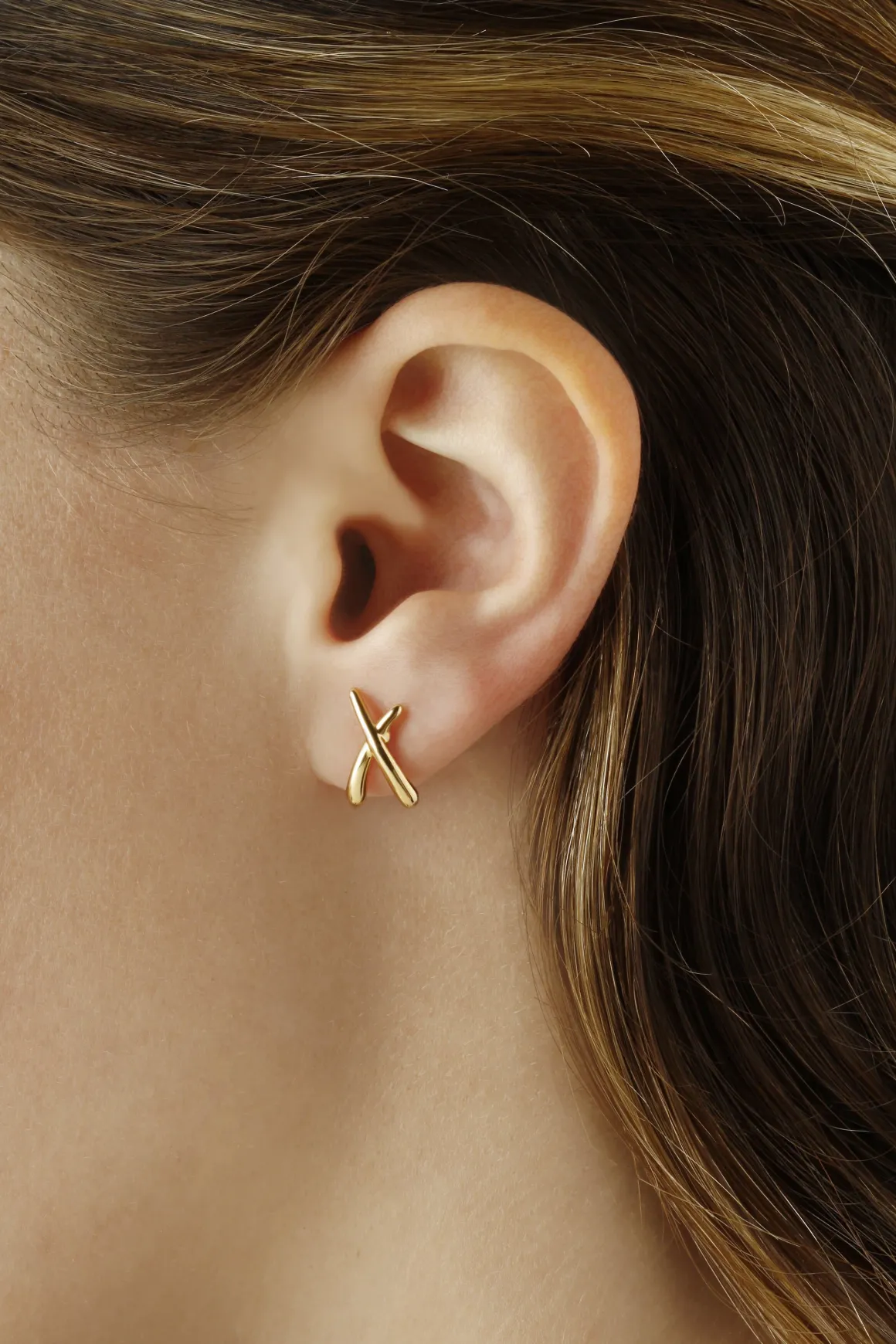 14K Yellow Gold Ex-Sm. "X" Earrings
