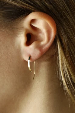 14K Yellow Gold Flat Sweep Earrings