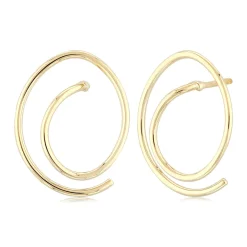 14K Yellow Gold Freeform Spiral Earrings