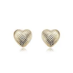 14K Yellow Gold Md B/Cut Heart Earrings