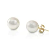 14K Yellow Gold 5.75mm Aa Cultured Pearl Earrings