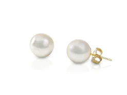 14K Yellow Gold 5.75mm Aa Cultured Pearl Earrings