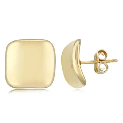 14K Yellow Gold 10mm Inverted Square Stud Earrings