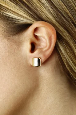 14K Yellow Gold 10mm Inverted Square Stud Earrings