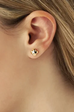 14K Yellow Gold 8mm Puff Twist Stud Earrings