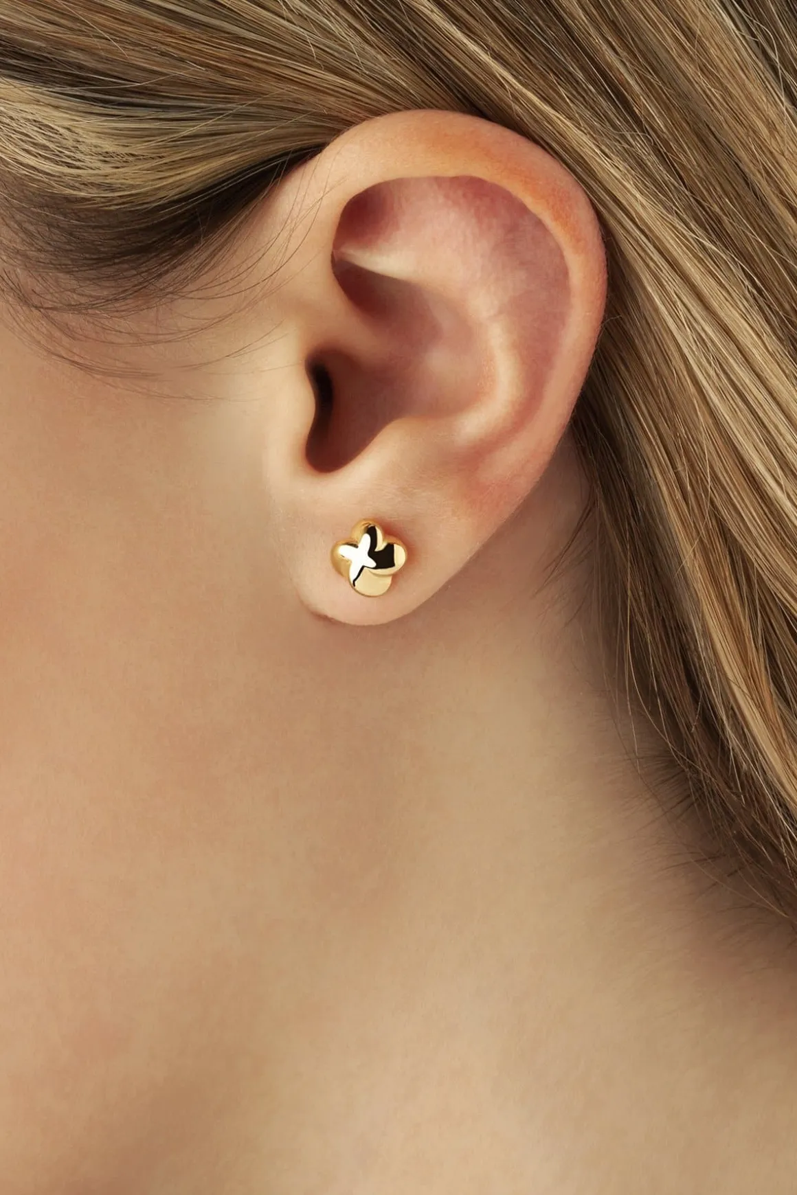 14K Yellow Gold 8mm Puff Twist Stud Earrings