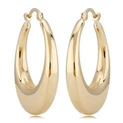 14K Yellow Gold Pl Shell Hoop S/D Earrings