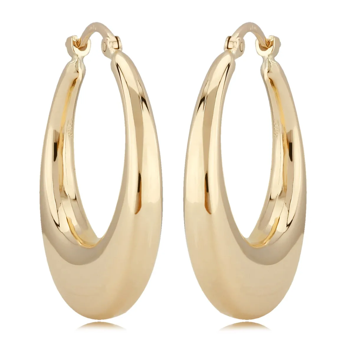 14K Yellow Gold Pl Shell Hoop S/D Earrings