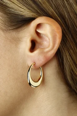 14K Yellow Gold Pl Shell Hoop S/D Earrings