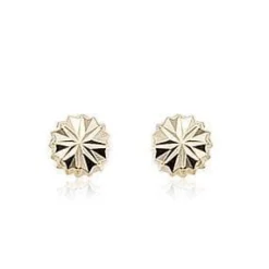 14K Yellow Gold Rd Fncy Cut Button Earrings