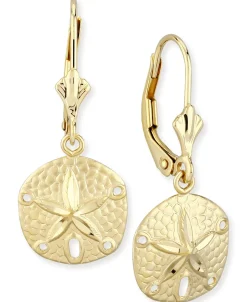 14K Yellow Gold Sand Dollar L/B Earrings