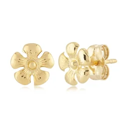 14K Yellow Gold Sm. Daisy Flower Earrings