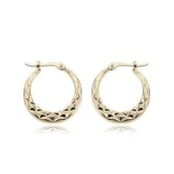 14K Yellow Gold Sm. Diamond Cut Hoop Sd Earrings