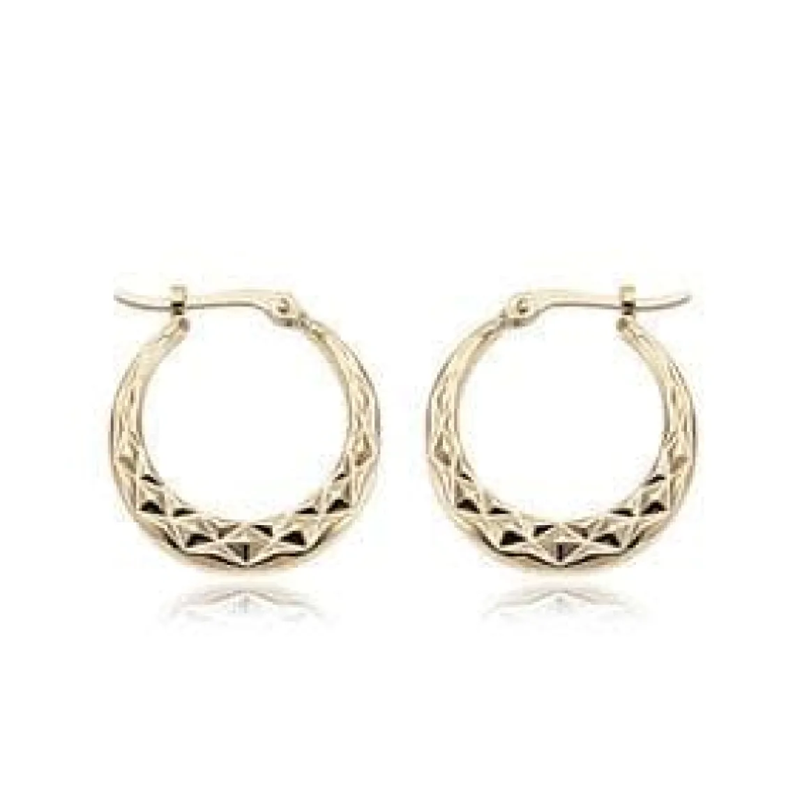 14K Yellow Gold Sm. Diamond Cut Hoop Sd Earrings