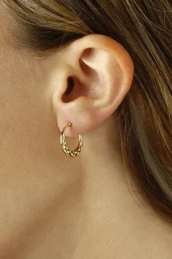 14K Yellow Gold Sm. Diamond Cut Hoop Sd Earrings