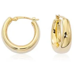 14K Yellow Gold Sm. Plain Round Hoop W/Sd Earrings