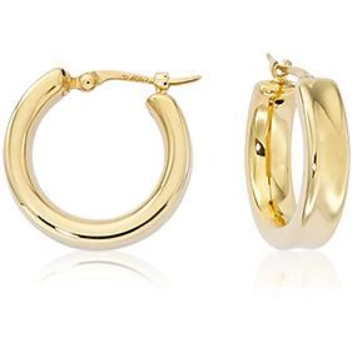 14K Yellow Gold Sm. Round Inverted Hoop W/Sd Earrings