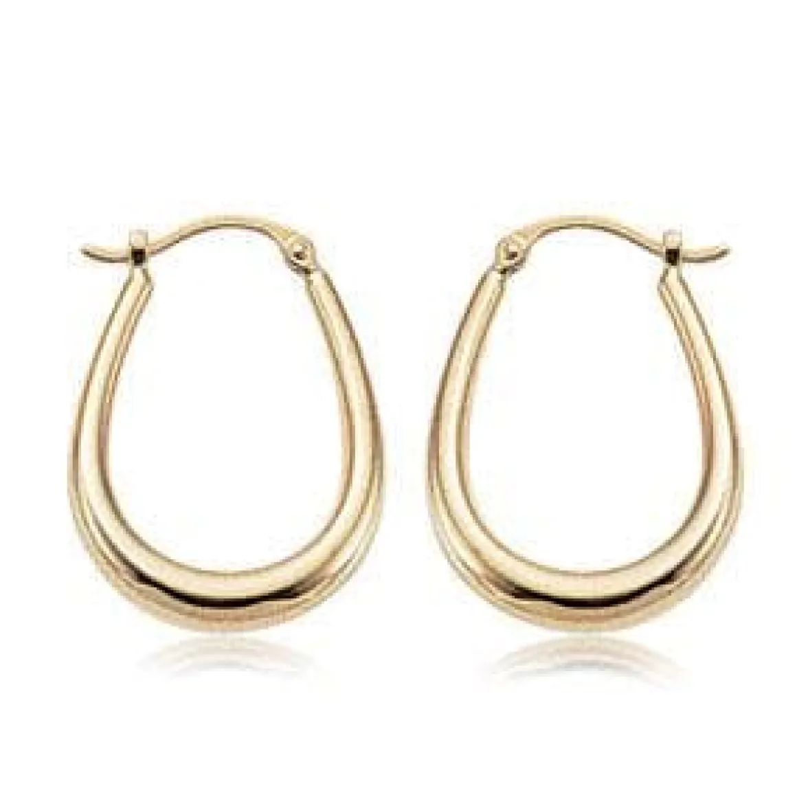 14K Yellow Gold U Shape Hoop S/D Earrings