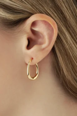 14K Yellow Gold U Shape Hoop S/D Earrings