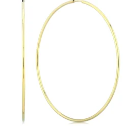 14K Yellow Gold 1.5X60mm Endless Hoop Earrings