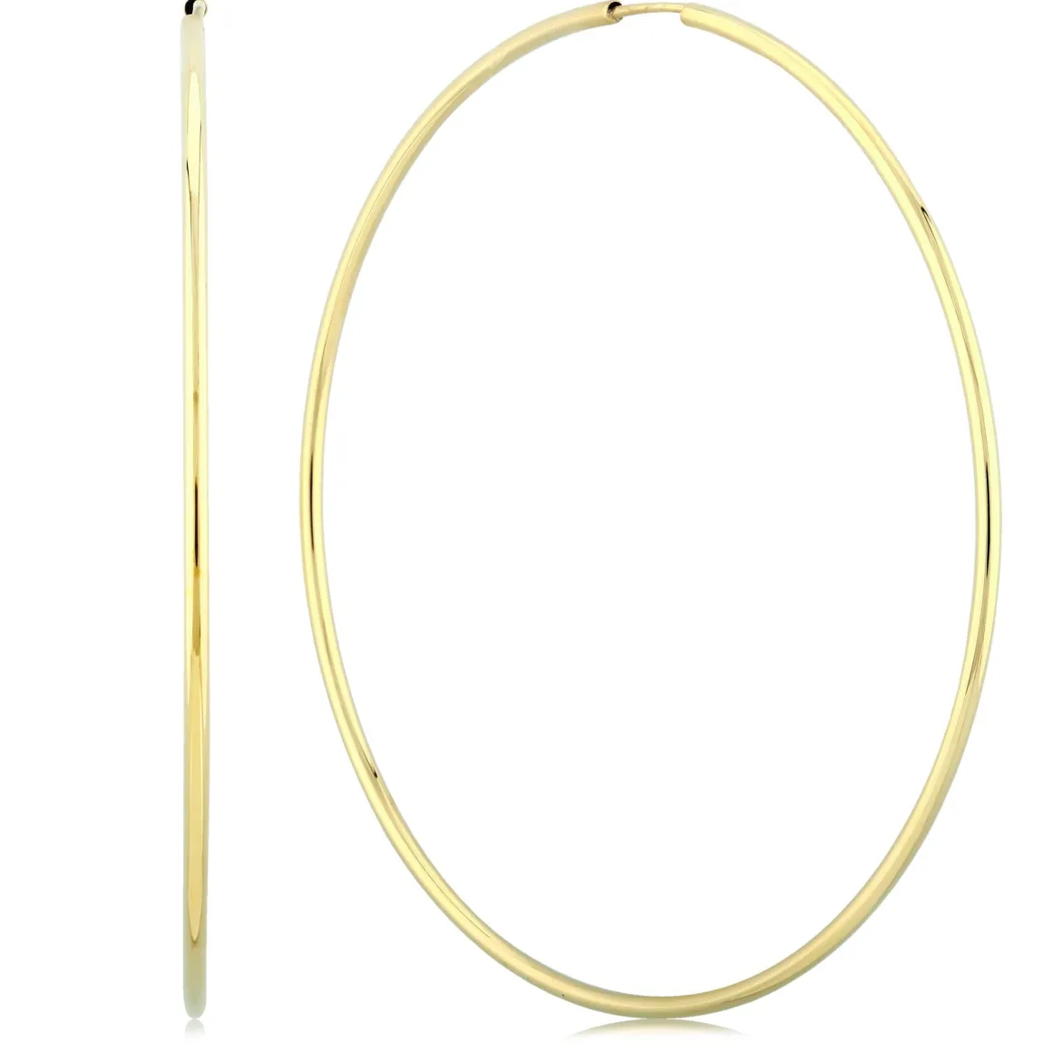 14K Yellow Gold 1.5X60mm Endless Hoop Earrings