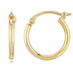 14K Yellow Gold 1.5X12mm S/D Hoop Earrings