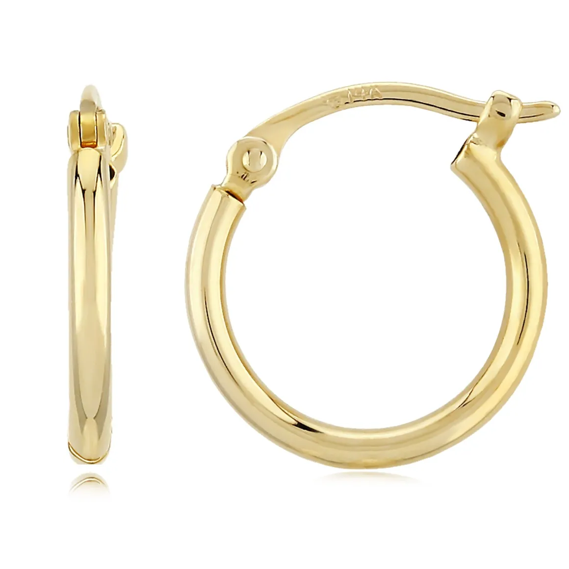 14K Yellow Gold 1.5X12mm S/D Hoop Earrings