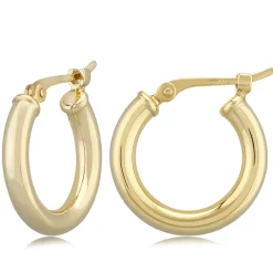 14K Yellow Gold 2.5X15mm S/D Hoop Earrings