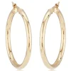 14K Yellow Gold 2.5X30mm S/D Hoop Earrings