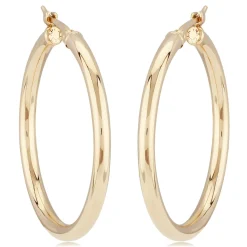 14K Yellow Gold 2.5X30mm S/D Hoop Earrings