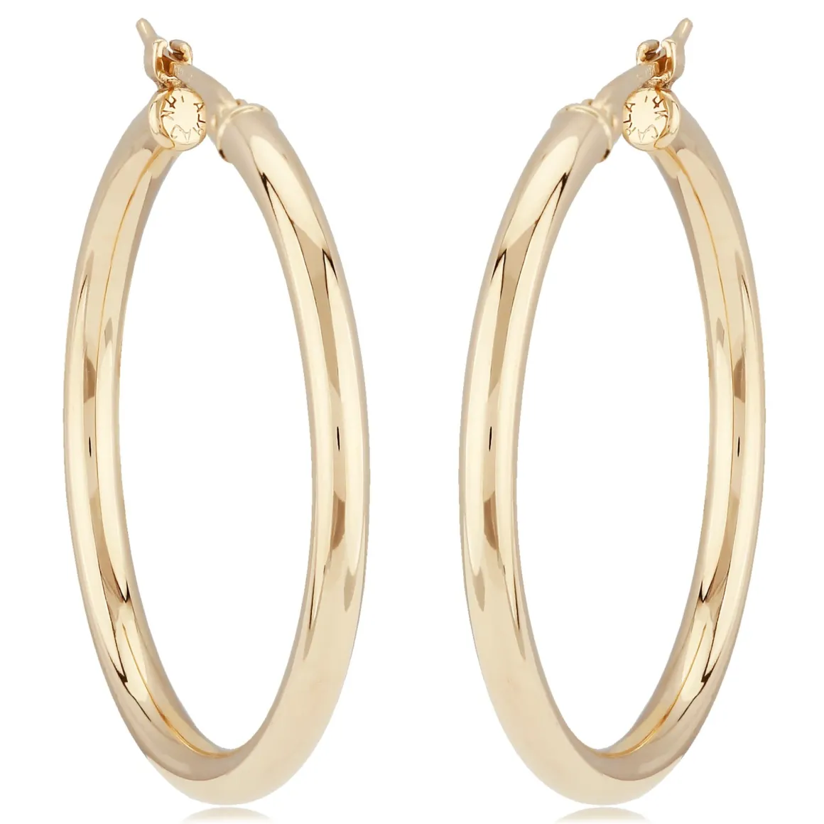 14K Yellow Gold 2.5X30mm S/D Hoop Earrings