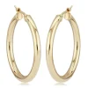 14K Yellow Gold 3X30mm S/D Hoop Earrings