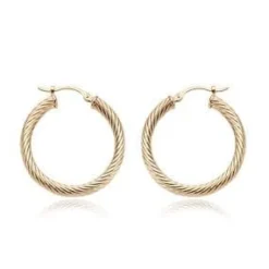 14K Yellow Gold 3X25mm Twist Tube Earrings
